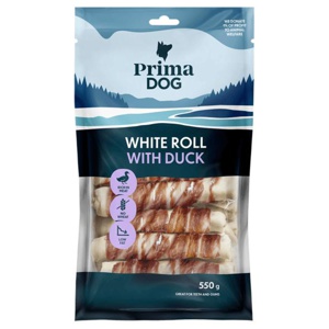 PrimaDog Vit Tuggrulle med Anka 13 cm 550 g produkt bild