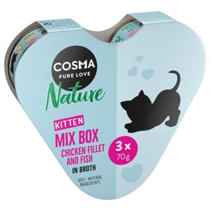 Probierpaket Cosma Nature Kitten Herz-Box 3 x 70 g Produktbild