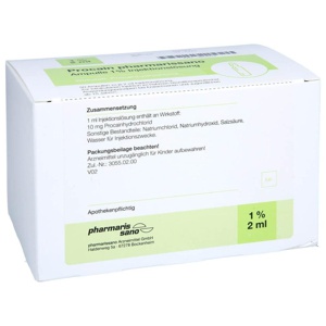 Procain pharmarissano 1% Injektionslösung Ampullen 2 ml, 50X2 ml Injektionslösung Produktbild