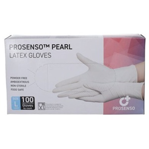 Prosenso Pearl Latex Undersøgelseshandsker Large 100 stk produktbillede