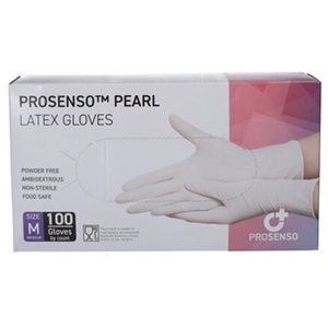 Prosenso Pearl Latex Undersøgelseshandsker Medium 100 stk produktbillede