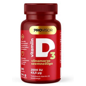 Provisor Vitamiin D3 kapslid viinamarjaseemneõliga 2500IU N90 toote pilt