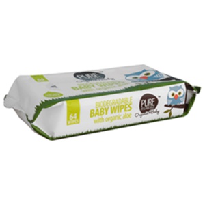 Pure Beginnings Bionedbrydelige Baby vådservietter Aloe Vera Ø 64 stk. produktbillede