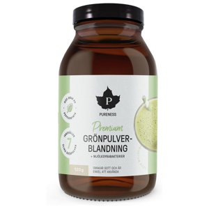 Pureness Premium Grönpulverblanding + mjölksyrabakterier 120 g produktbilde