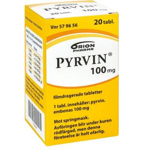 Pyrvin 100 mg 20 tabletter produkt bild