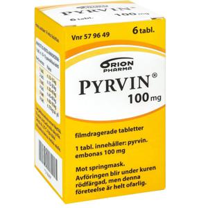 Pyrvin 100 mg 6 tabletter produkt bild