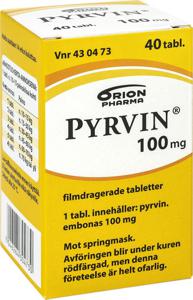 Pyrvin 100 mg Filmdragerad tablett, 40 st produkt bild