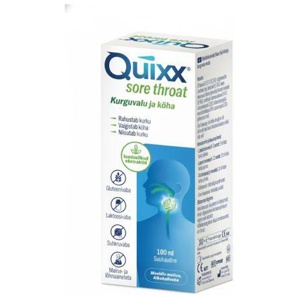 Quixx Sore Throat siirup kurguvalu ja köha vastu 100 ml toote pilt