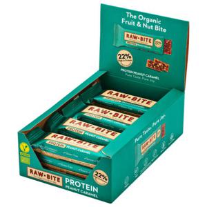 Rawbite Proteinbar Jordnöt Karamell EKO 45 g 12-pack produkt bild
