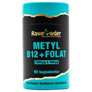 Rawpowder Metyl B12 1000μg + Folat 400μg 90 Sugtabletter produkt bild