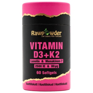 Rawpowder Vitamin D3 2500 IE + K2 80μg 60 Softgels produkt bild