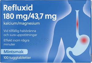 Refluxid, tuggtablett 180 mg / 43,7 mg, 100 st produkt bild