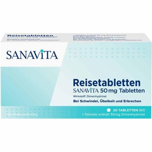 Reisetabletten Sanavita 50 mg Tabletten, 20 St Tabletten Produktbild