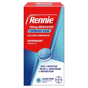 Rennie 750mg Medicated Chewing Gum 10 Pieces product image