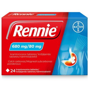 Rennie närimistbl 680mg+80mg n24 toote pilt
