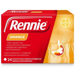 Rennie orange närimistbl 680mg+80mg n24 toote pilt