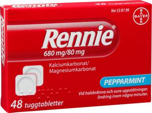 Rennie, tuggtablett 680 mg/80 mg 48 st produkt bild