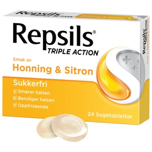 Repsils Triple Action honning og sitron 24 stk produktbilde