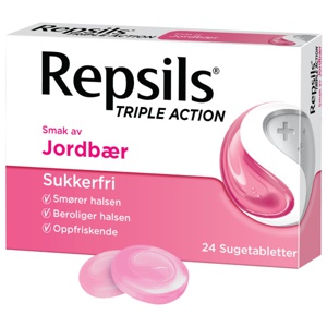 Repsils Triple Action Jordbær 24 stk produktbilde