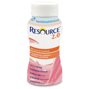 Resource 2,0 + Fibre næringsdrikk jordbær, 4x200 ml produktbilde