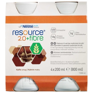 Resource 2,0 + Fibre næringsdrikk kaffe, 4x200 ml produktbilde
