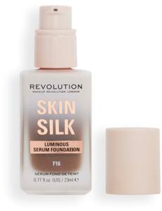 Makeup Revolution, Skin Silk Serum Foundation, lätt till medelstort skydd, behållare hyaluronsyra, F16, 23 ml produkt bild