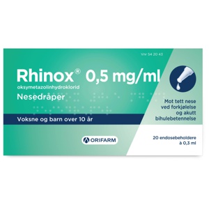Rhinox 0,50 mg/ml nesedråper 20x0,3 ml produktbilde