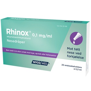 Rhinox nesedråper 0,1 mg/ml 20 stk x 0,3 ml produktbilde