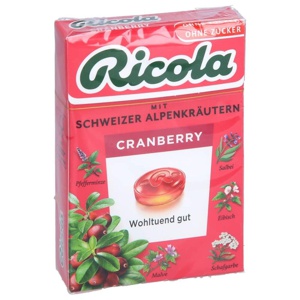 Ricola Cranberry Schweizer Kräuterbonbon zuckerfrei 50 g Bonbons Produktbild