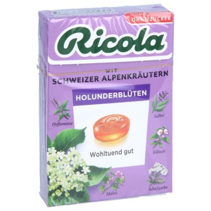 Ricola Holunderblüten Schweizer Kräuterbonbon zuckerfrei 50 g Bonbons Produktbild