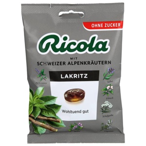 Ricola Lakritz Schweizer Kräuterhbonbon zuckerfrei 75 g Bonbons Produktbild