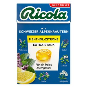 RICOLA-o-Z-Box-Menthol-Zitrone-extra-stark-Bonbons Produktbild