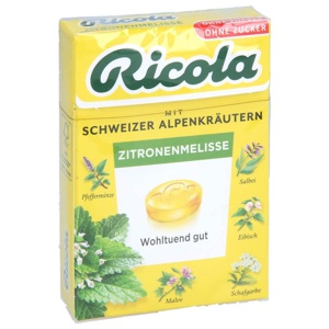 Ricola Zitronenmelisse Schweizer Kräuterbonbon zuckerfrei 50 g Bonbons Produktbild