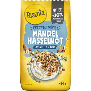 Risenta Krispig Müsli Mandel Hasselnöt 450 g produkt bild