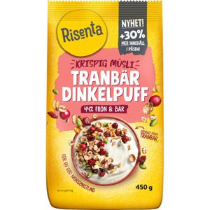 Risenta Krispig Müsli Tranbär Dinkelpuff 450 g produkt bild