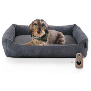 Rohrschneider Hundebett mit Gratis-Beigabe, waschbar, robuster Fein-Cordstoff anthrazit Produktbild