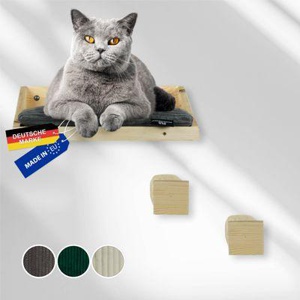 Rohrschneider ® Kletterwand Massiv, Wandelement, Katzenbett mit 2 Katzentreppen, waschbares Kissen dunkelgrau Produktbild