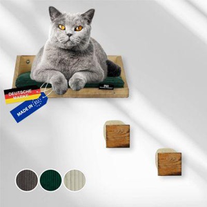 Rohrschneider ® Kletterwand Massiv, Wandelement, Katzenbett mit 2 Katzentreppen, waschbares Kissen grün Produktbild