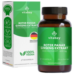 Roter Panax Ginseng Extrakt 600 Mg Vegan Kapseln Produktbild