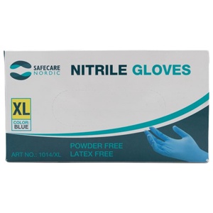 Safecare Nordic Nitril Handske Blå Str. XL 100 stk produktbillede