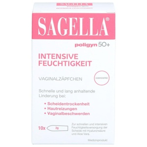 SAGELLA poligyn 50+ INTENSIVE FEUCHTIGKEIT VAGINALZÄPFCHEN 10 St Vaginalovula Produktbild