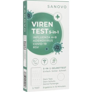 SANOVO VIRENTEST 5-in-1 Selbsttest INFLUENZA - A+B ADENOVIRUS COVID-19 RSV 1 St Test Produktbild