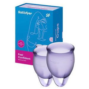 Satisfyer Feel Confident Menstruationskop, Purple - 2 stk. produktbillede
