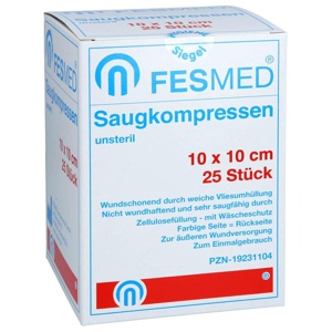 Saugkompressen unsteril Fesmed 10x10 cm, 25 St Kompressen Produktbild