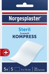 Scansoft steril kompress 7,5cmx5cm 5 stk produktbilde