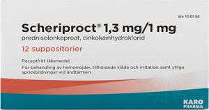 Scheriproct, suppositorium 1,3 mg/1 mg 12 st produkt bild