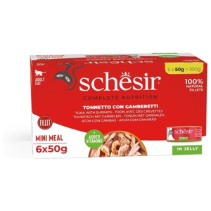 Schesir Complete Nutrition filé i gelé 6 x 50 g - Tonfisk med räkor produkt bild
