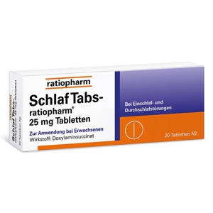 SchlafTabs-ratiopharm 25 mg Doxylaminsuccinat Tabletten, 20 St Produktbild