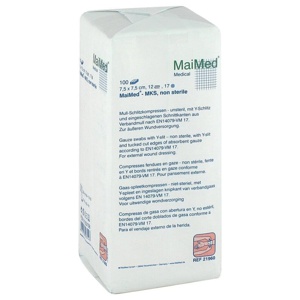 SCHLITZKOMPRESSEN 7,5x7,5 cm unsteril 12fach Produktbild