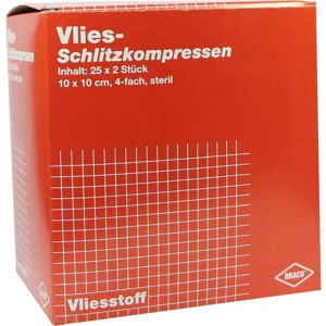 SCHLITZKOMPRESSEN Vlies 10x10 cm steril 4fach Produktbild